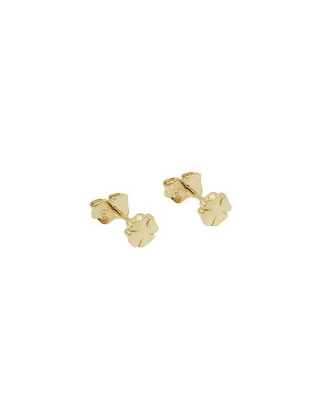 stud earrings 5mm shamrock cloverleaf shiny 9k gold
