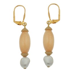 leverback earrings wooden beads and square