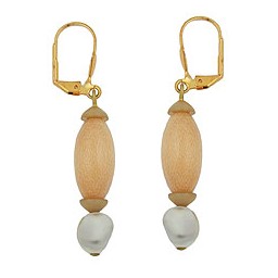 leverback earrings wooden beads and square