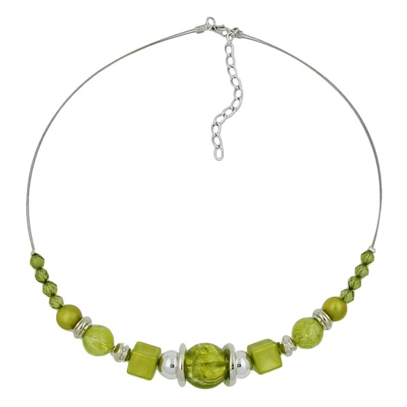 necklace light green beads chrome coloured