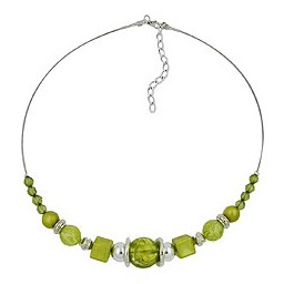 necklace light green beads chrome coloured