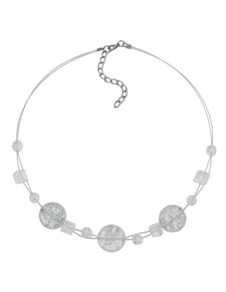 necklace 3x disk white glitter