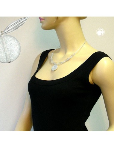 necklace disk white glitter