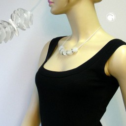 necklace spiral beads white/matte finished