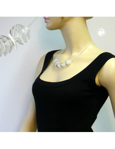 necklace spiral beads white/matte finished