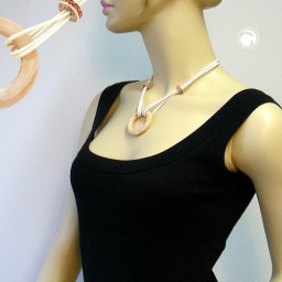 necklace large synthetic ring beige marbled