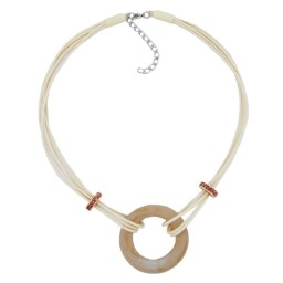 necklace large synthetic ring beige marbled