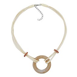 necklace large synthetic ring beige marbled