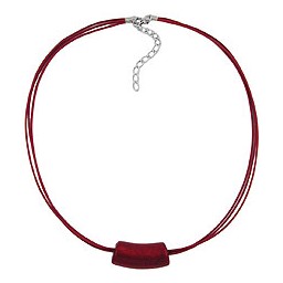 necklace tube bead red/ metal