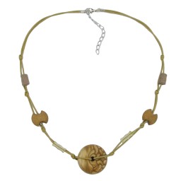 necklace olive disk stone beads silky sheen