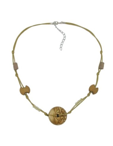 necklace olive disk stone beads silky sheen