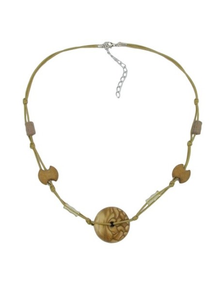 necklace olive disk stone beads silky sheen