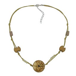 necklace olive disk stone beads silky sheen