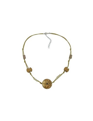 necklace olive disk stone beads silky sheen