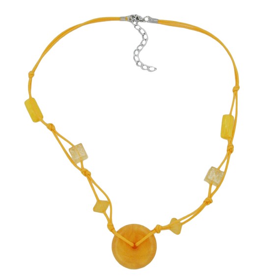 necklace disk bead yellow/transparent