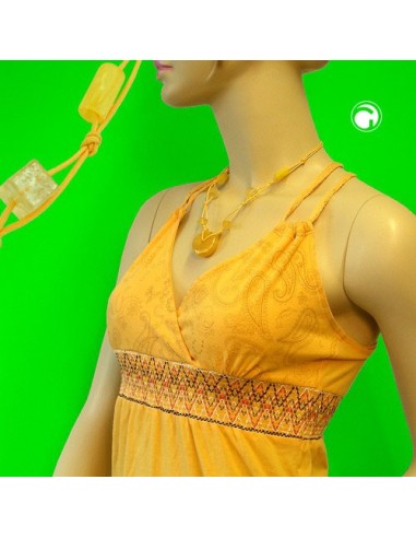 necklace disk bead yellow/transparent
