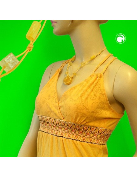 necklace disk bead yellow/transparent