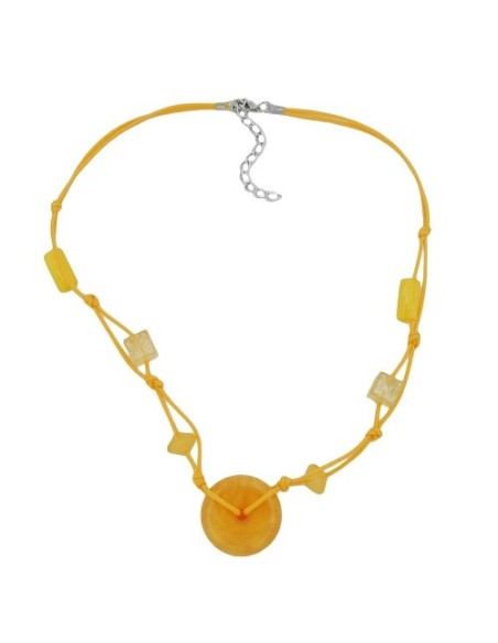 necklace disk bead yellow/transparent