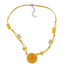 necklace disk bead yellow/transparent