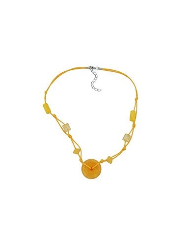 necklace disk bead yellow/transparent