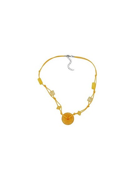 necklace disk bead yellow/transparent