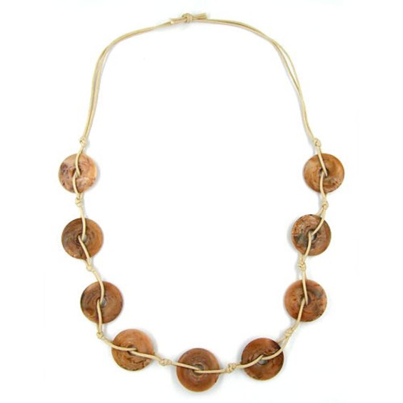 necklace 9 rings brown marbled