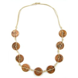 necklace 9 rings brown marbled