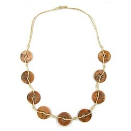 necklace 9 rings brown marbled