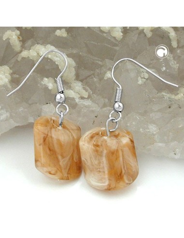 hook earrings light brown marbled