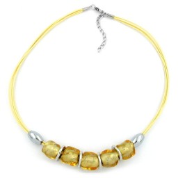 necklace stone bead gold-tone 50cm