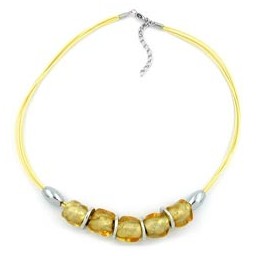 necklace stone bead gold-tone 50cm