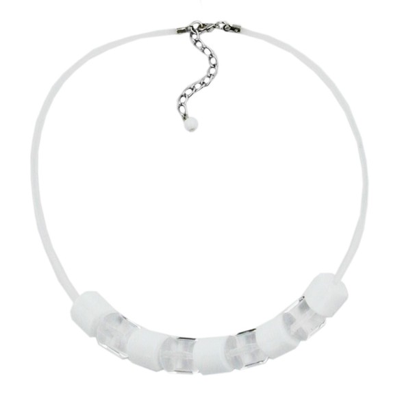 necklace beads transparent & white