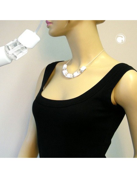 necklace beads transparent & white
