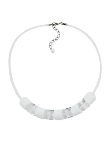 necklace beads transparent & white