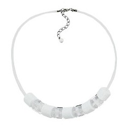 necklace beads transparent & white