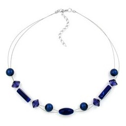 necklace blue beads 42cm