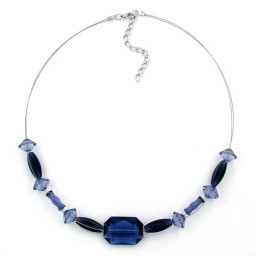 necklace blue transparent beads 45cm