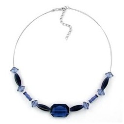 necklace blue transparent beads 45cm