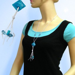 necklace turquoise square cord,90cm