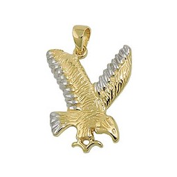 pendant 20x16mm eagle bicolor rhodium plated shiny 9k gold