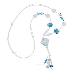 necklace aqua/ white beads white cord