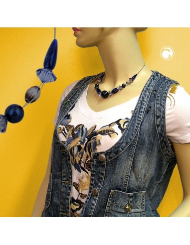 necklace blue beads 45cm