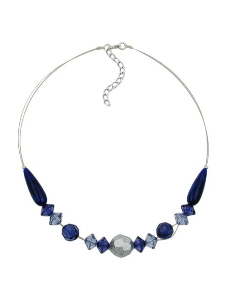 necklace blue and silver-coloured beads 45cm