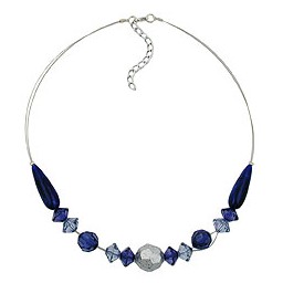 necklace blue and silver-coloured beads 45cm