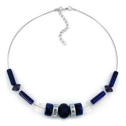 necklace blue transparent beads