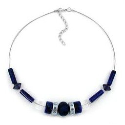 necklace blue transparent beads