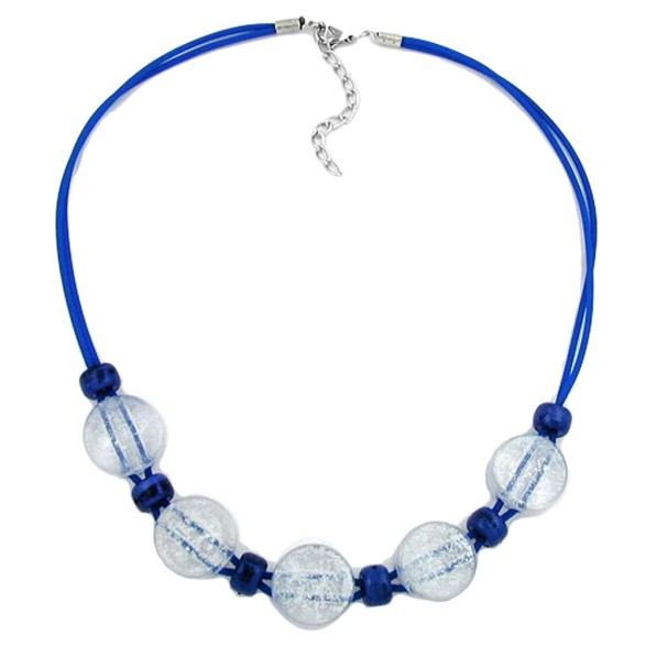 necklace blue and transparent beads 48cm