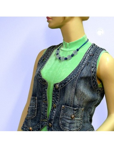 necklace blue and transparent beads 48cm