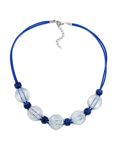 necklace blue and transparent beads 48cm