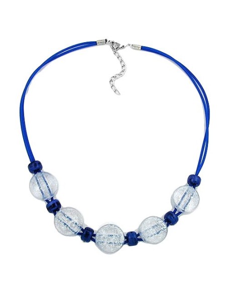 necklace blue and transparent beads 48cm